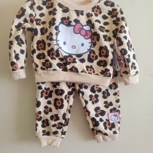 Hello Kitty Leopard Print Kids Sweat Suit Set